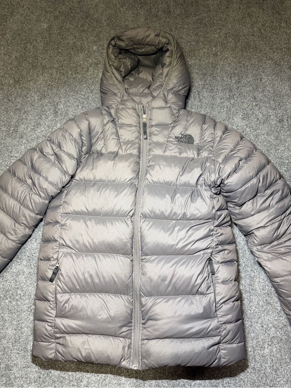The North Face Boys XL Aconcagua Down Hoodie Jacket Grey (Fits Women's S)
